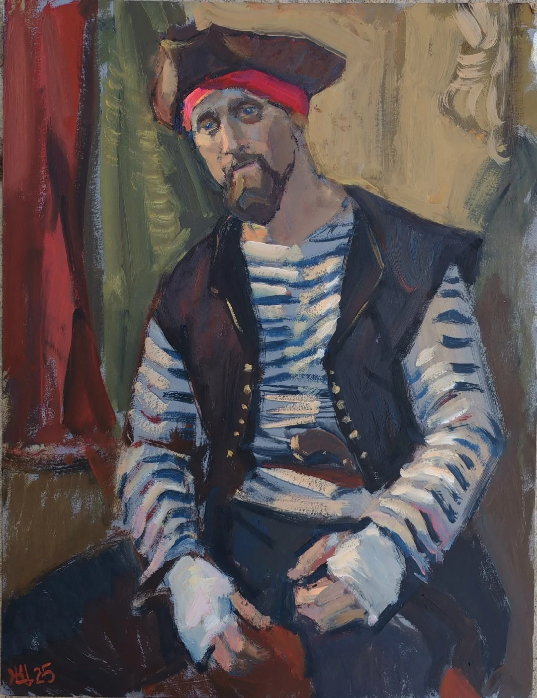 "Матрос с забинтованными руками", этюдик, картон/масло, 50х40 см
