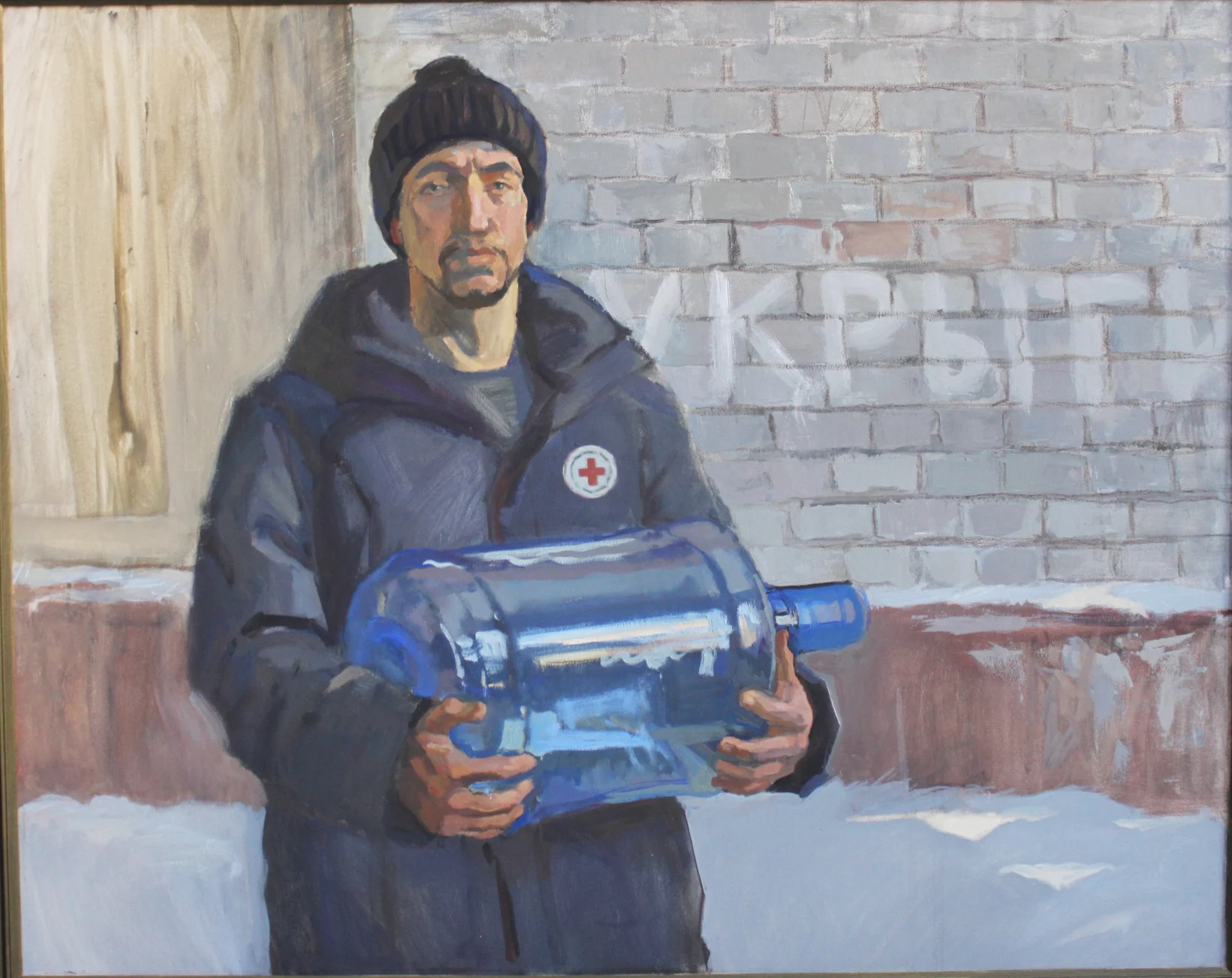 Волонтёр. Вода Донбасса, холст/темпера, 80х100см, 2024