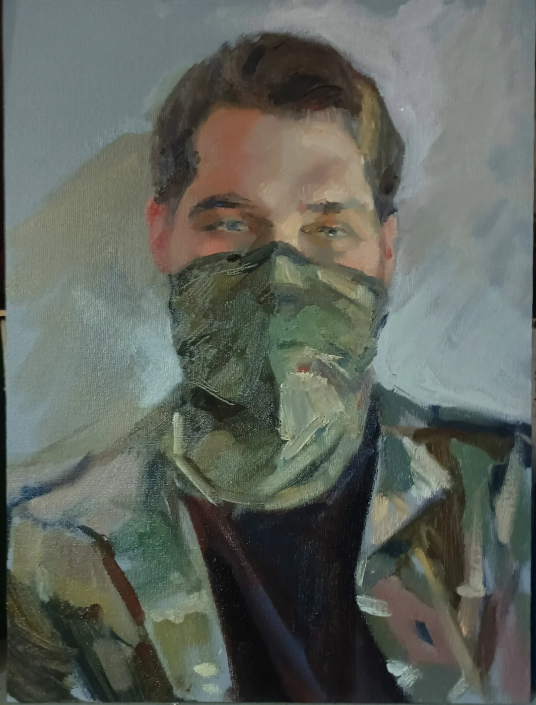 "Его глаза (Штурмовик Максим)", этюдик, холст/масло, 40х30см, этюд