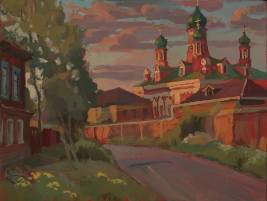 "Белев-городок. Свете тихий", картон /темпера, 46х60см, 2023