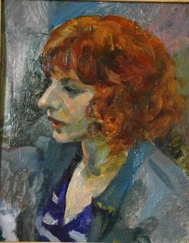 "Кристина пишет", картон/масло, 40х30 см, 2009 г.