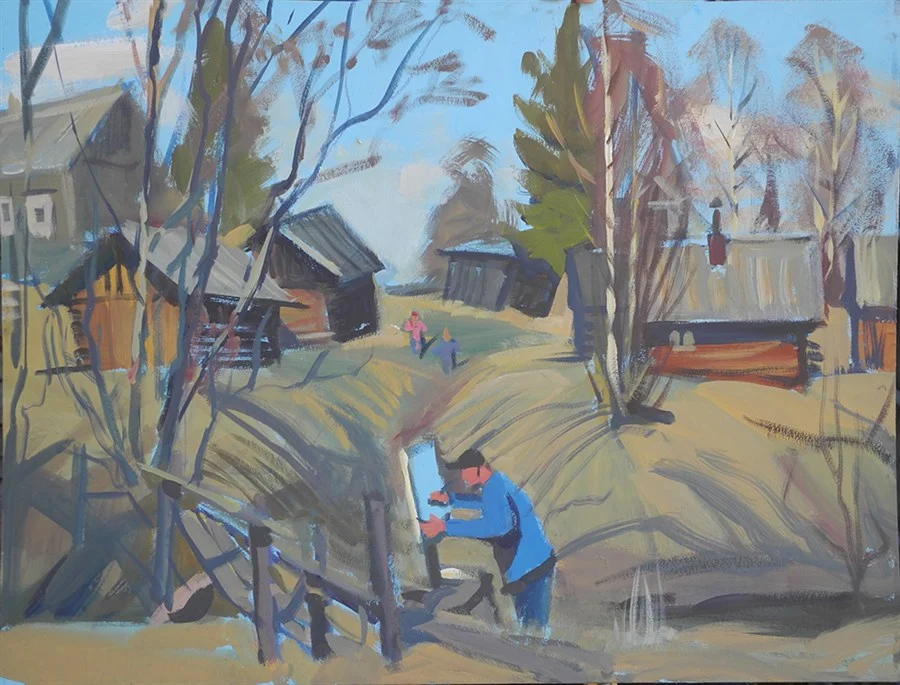 Деревня Глубокий ручей. Баньки, 46х60, 2019