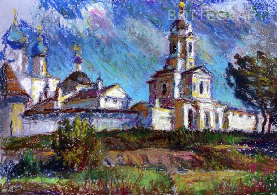 Серпухов. высоцкий монастырь, бум/пастель, 2010 г.