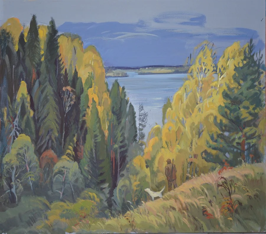 Осень в Пермогорье, картон/темпера, 95х114, 2019 г.