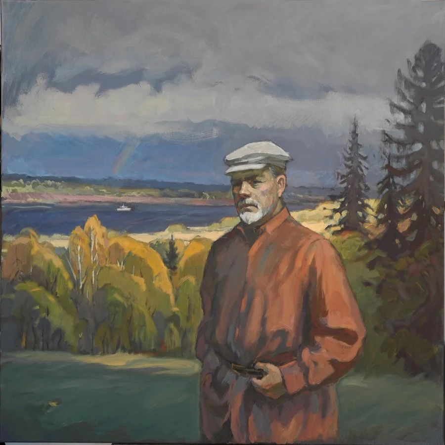 Портрет  художника А.А. Борисова, х/темпера,  90х90, 2019 г.