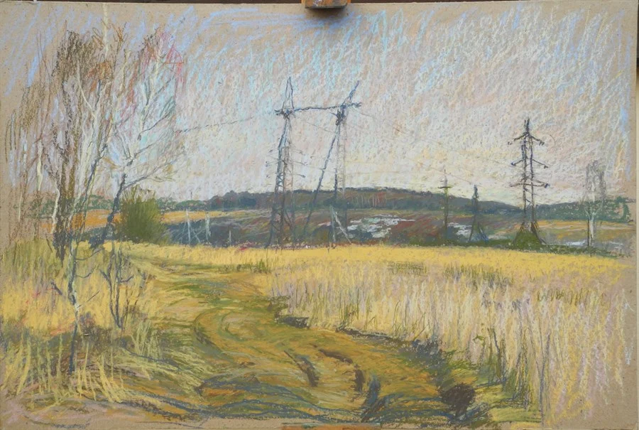Карантинный этюд 5 Дорога на Ленинский, к/масл. пастель, 40х60см
