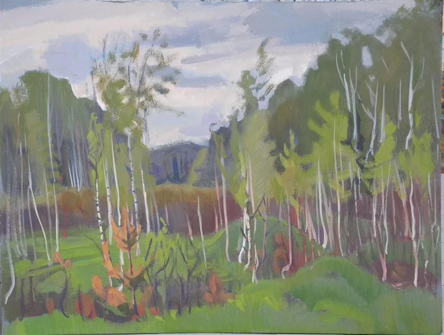 Лесная опушка в мае, к/темпера, 46х60см