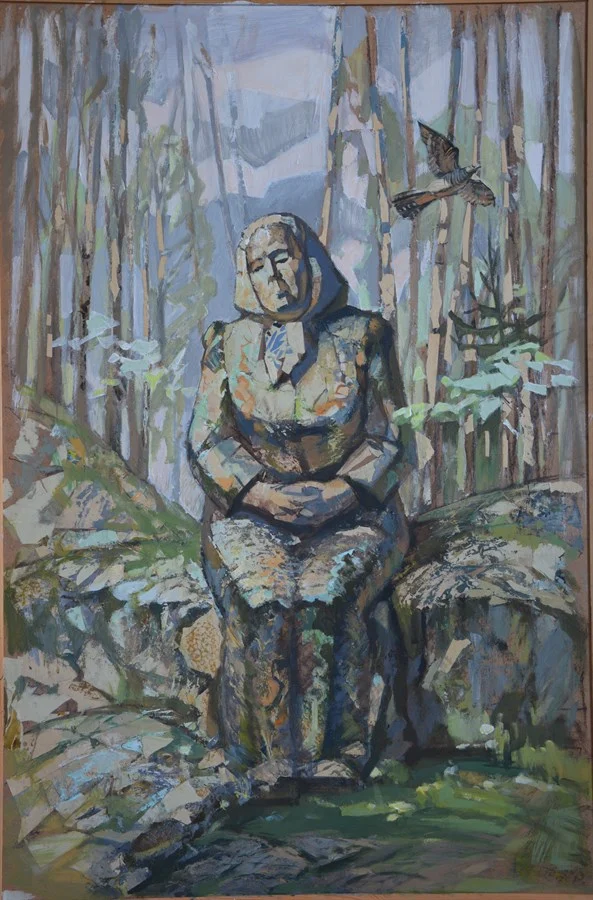Рунопевица из Леппясюрья, оргалит/темпера, 120х80 см, 2021