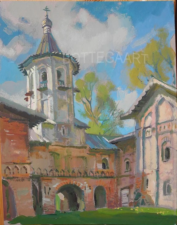 Церковь в Витовом переулке. Вспоминая Стожарова  кар./темпера, 35х45, 2014
