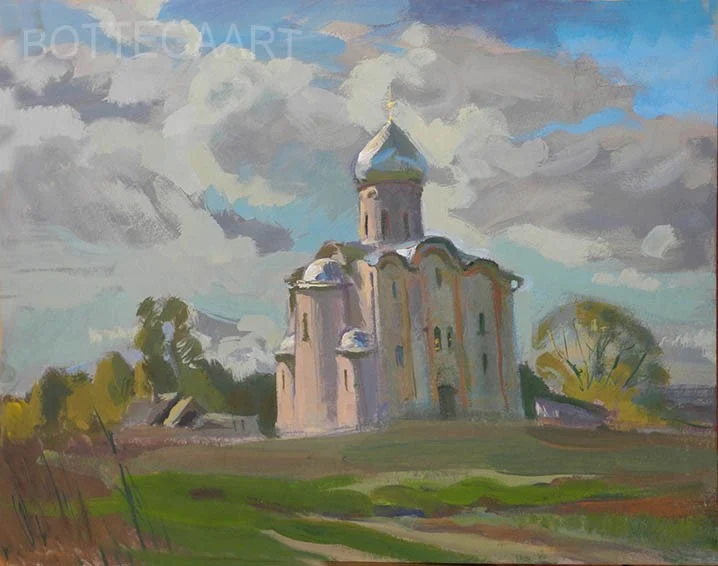 Церковь Спаса-на- Нередице  кар./темпера, 35х45, 2014