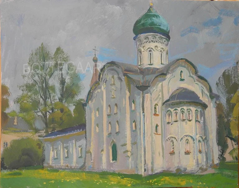 Церковь Федора Стратилата  кар./темпера, 35х45, 2014