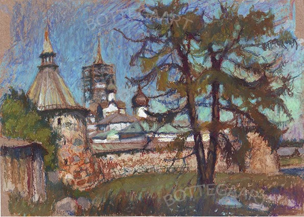 Салтаново царство.  крафт-бум/масл.пастель, белила, цв.соус, 30Х42,август 2015