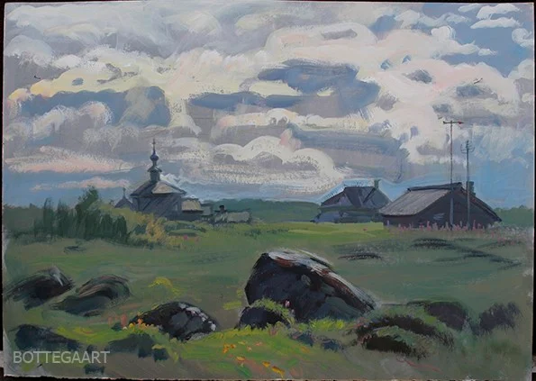 На Заяцком острове  картон/темпера,50х70, 2016 г.