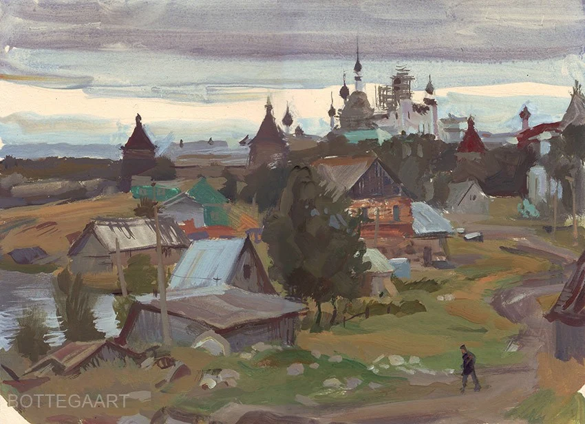 Ветреный день на Соловках. Бум./темпера, 42х30