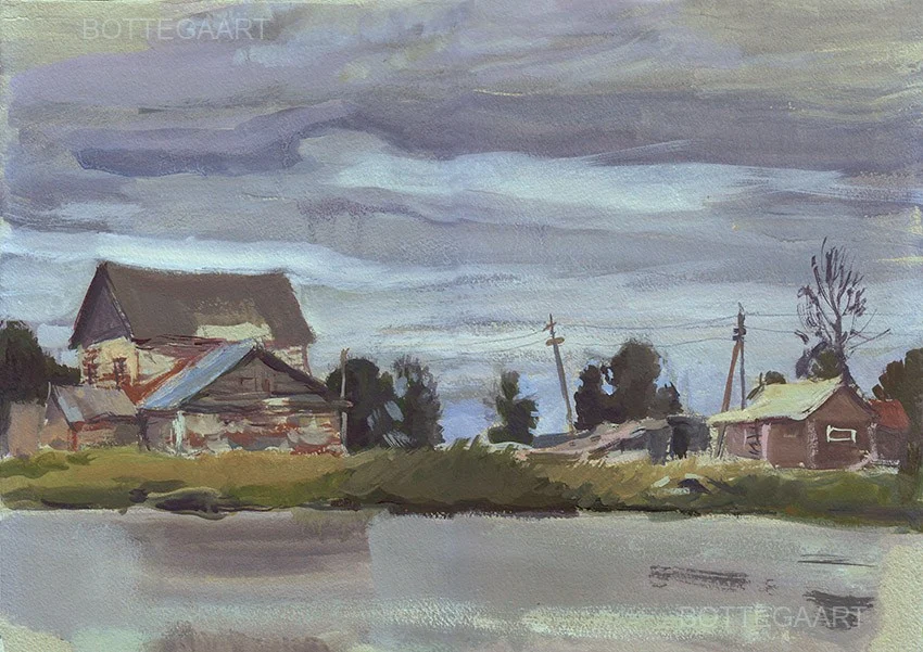 Соловки. Озеро Банное. Бум./темпера, 42х30