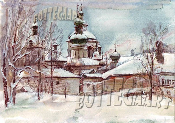 Купола Кириллова бум./акв.,акв.кар, цветн.тушь,30х40