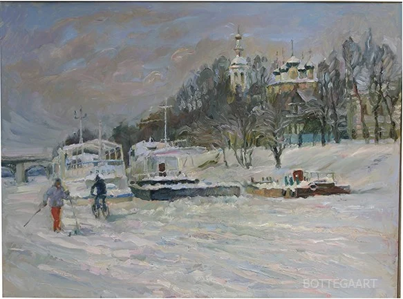 Зимние каникулы в Вологде . картон/масло, 60х80, 2015 г
