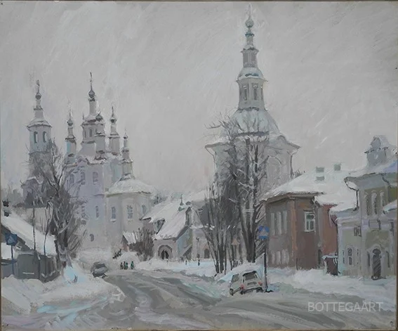 Тотьма _Центр  картон/темпера, 50х60, 2016 г.