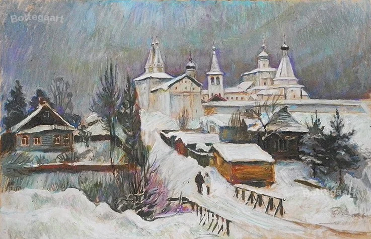 Ферапонтово. край мира. картон/пастель, 40х60, 2013 г.