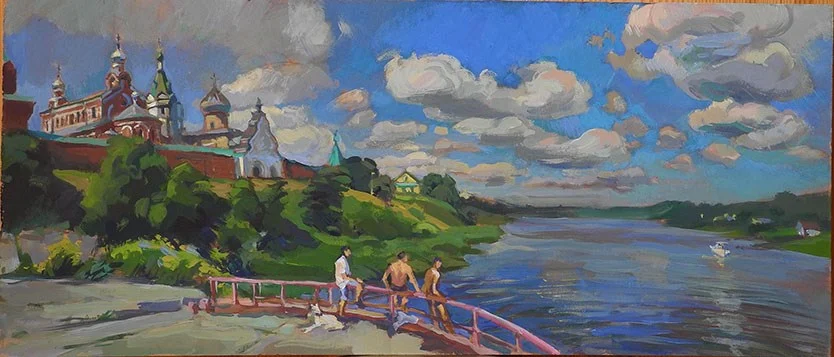 Пристань в Старой Ладоге.  оргалит/