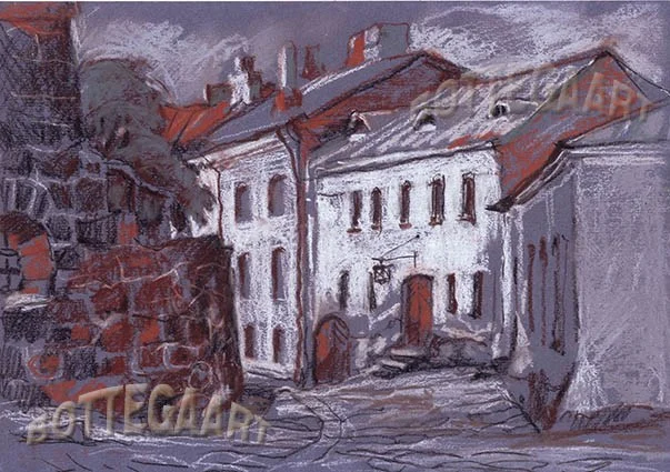 Северная осень. Выборг. В замке  бум/сангина,соус, 2010 г.