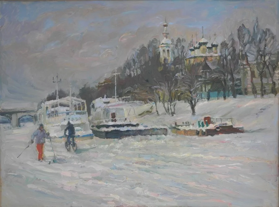 Зимние каникулы в Вологде . картон/масло, 60х80, 2015 г