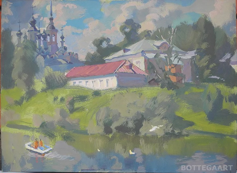 Воскресенье в Устюге, к/темпера, 30х40, 2017