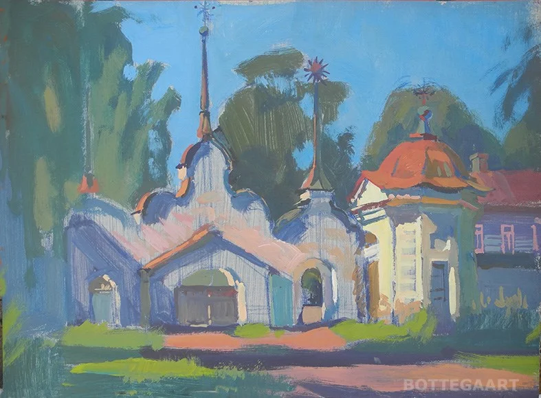 Ворота Михаило-Архангельского монастыря, к/темпера, 30х40, 2017