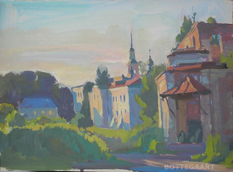 Закат в Великом Устюге, к/темпера, 30х40, 2017