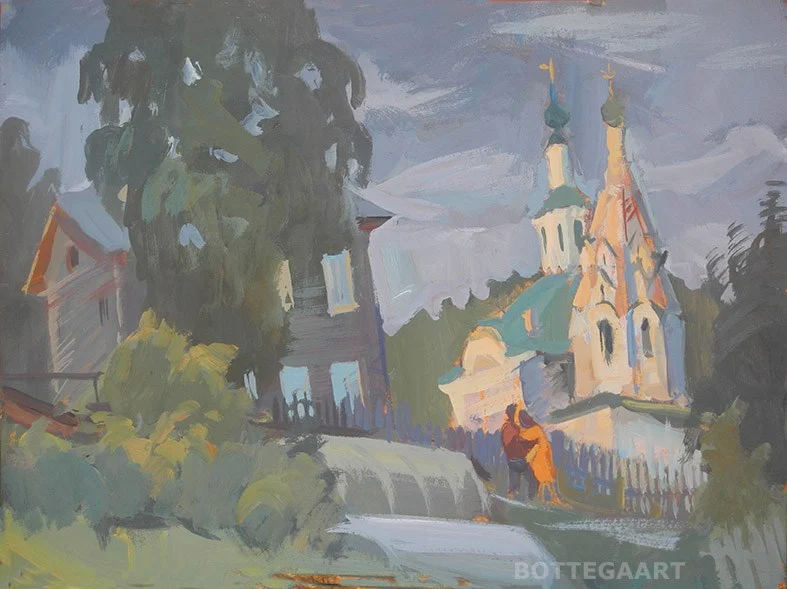 Огородами, к/темпера, 30х40, 2017
