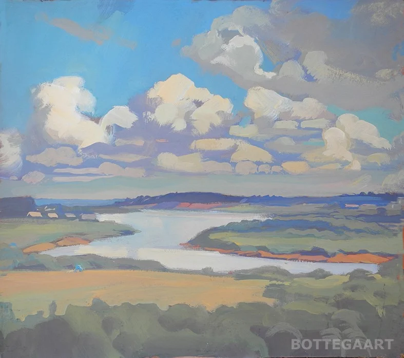 Пейзаж в Морозовицах, к/темпера, 50х55, 2017