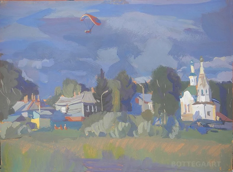 День города в Великом Устюге, к/темпера, 30х40, 2017