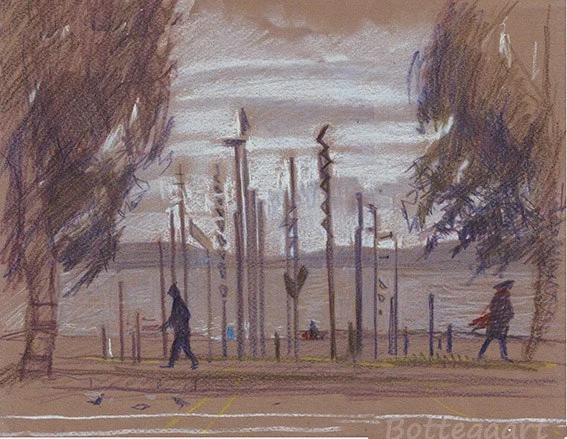 Набережная Скульптуры цв. бум./ акв. кар., мел