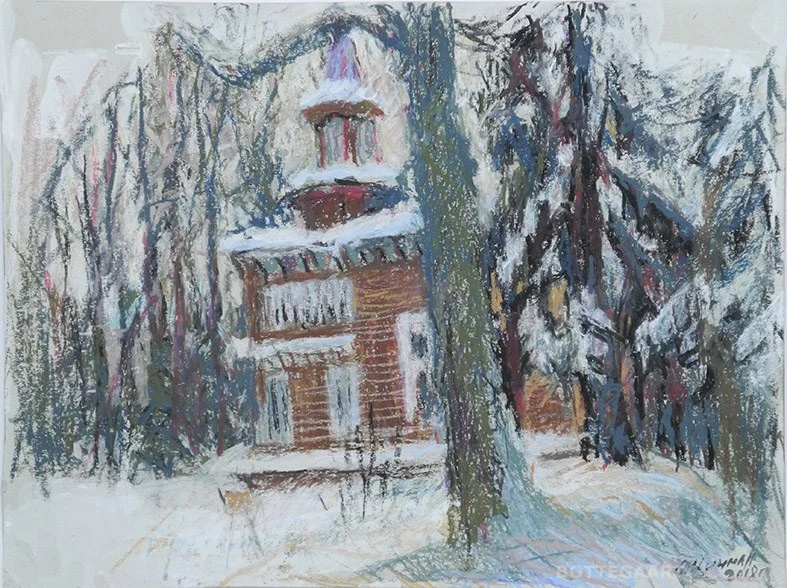 Усадьба художника Борисова, бум./смеш.техн., 30х40, 2018