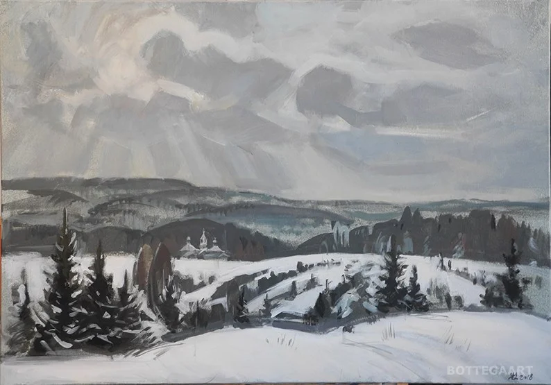 Шеломя, холст/темпера, 70х100, 2018