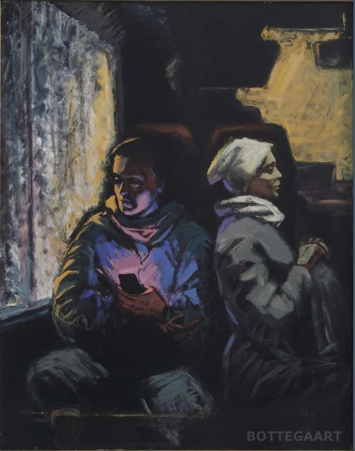 Замерзшее окно, картон/темпера, 60х75, 2018 г.