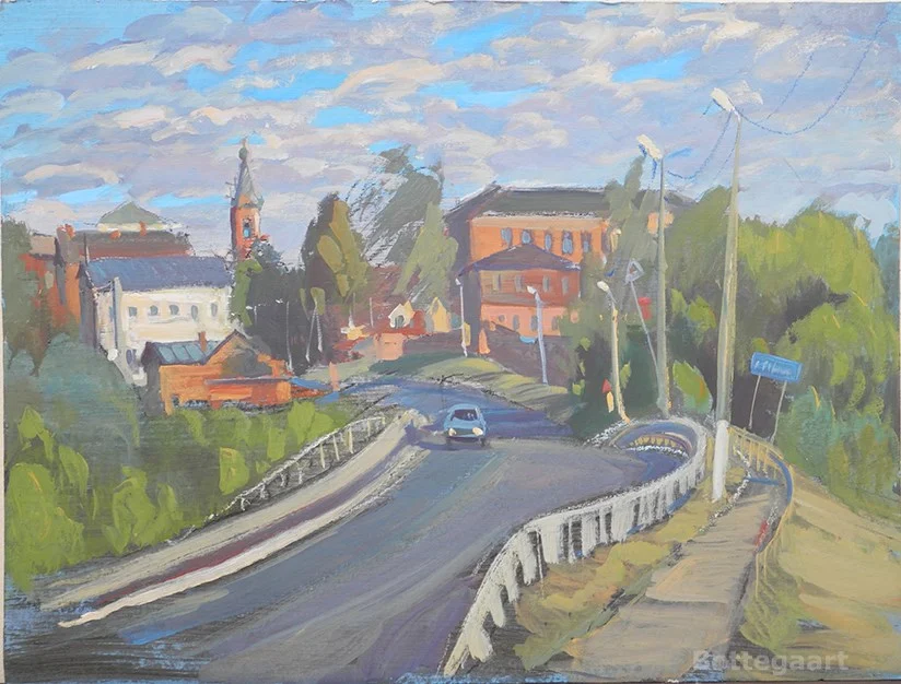 Белев. Въезд в город, к/темпера, 46х60. 2018